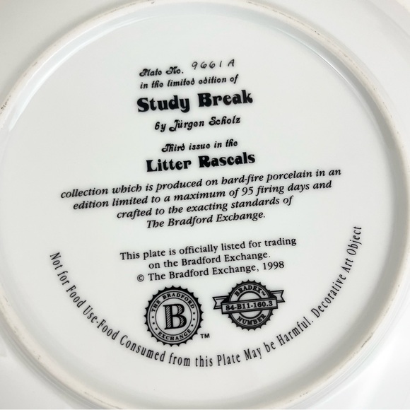 Vintage “Study Break ” Litter Rascals Collectors Plate - Picture 2 of 7